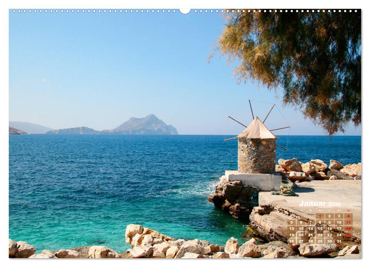 Liebenswertes Griechenland Amorgos und Mykonos (hochwertiger Premium Wandkalender 2026 DIN A2 quer), Kunstdruck in Hochglanz: Sehnsucht nach Griechenland (CALVENDO Orte)