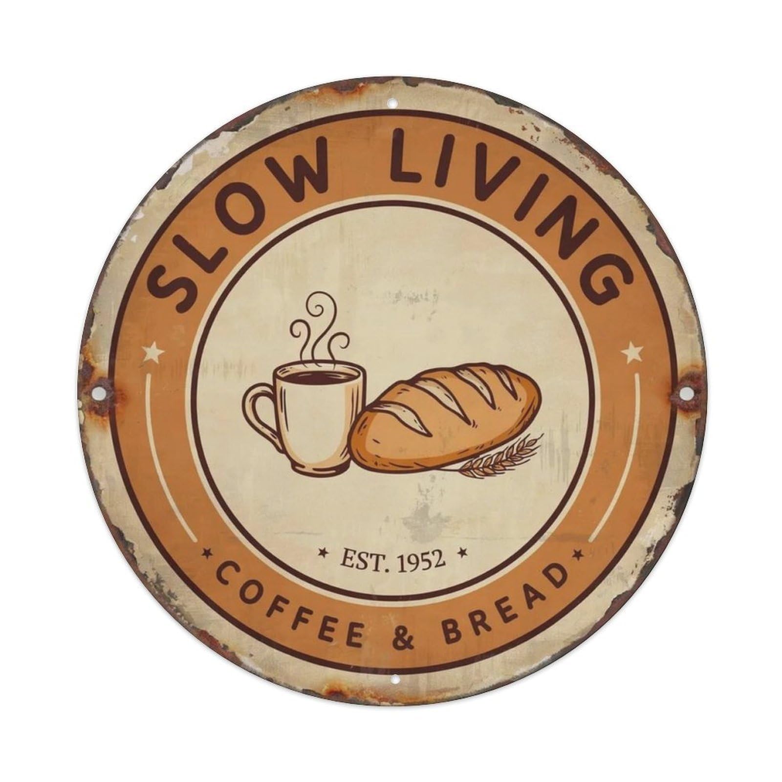 Slow Living Hand Drawn Metal Tin Sign Plaque