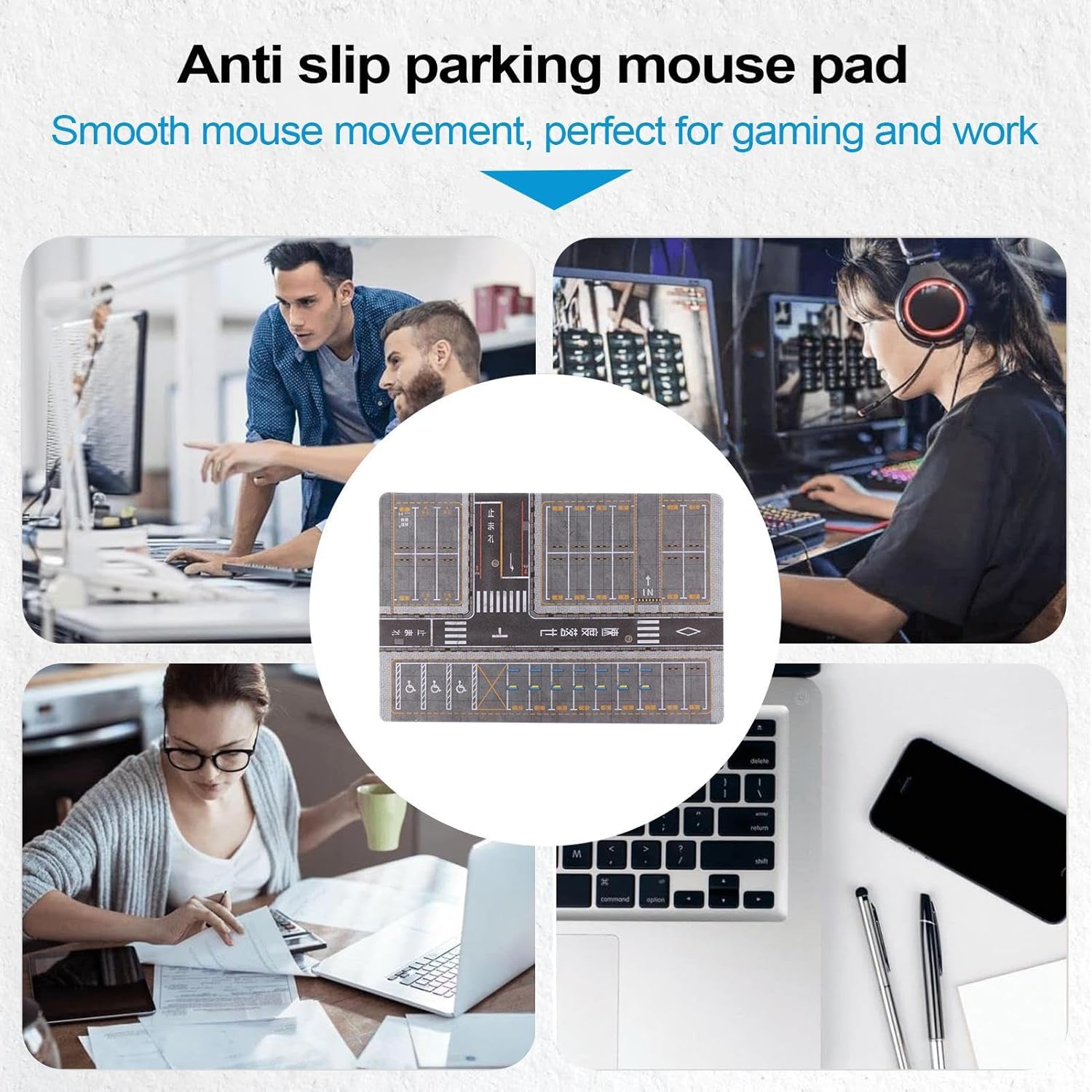 デスク用コンピューターマット,おしゃれ デスクマット - 滑り止めシート 1 64スケール 駐車場レイアウト 学校 職場 モデルディ