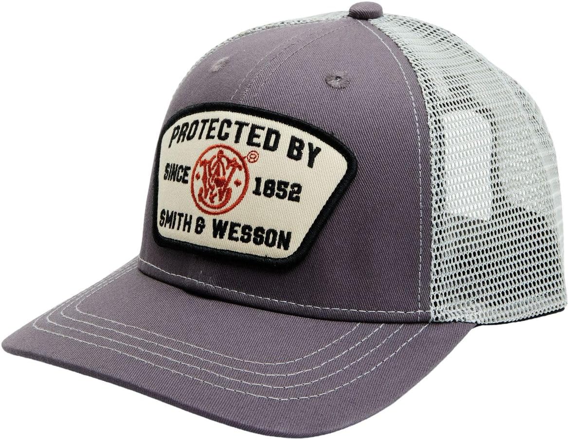 Smith & Wesson® Officially Licensed Men's Trucker Hat, Adjustable Snapback, 6-Panel Mesh Baseball Cap, One Size Fits Most