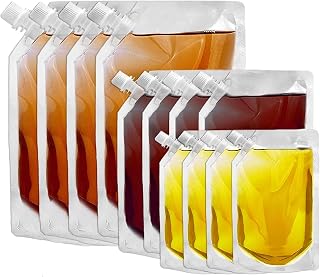 12Pcs Plastic Flask Pouches Cruise Pouch Plastic Flasks Reusable Sneak Travel Drinking Leak-Proof BPA-Free for Travel Outdoor Sports Concerts Events (12pcs:4 * 8oz, 4 * 4oz, 4 * 1.7oz)