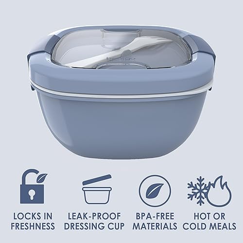 Miniatura 35 de Contenedor de almuerzo, ecológico y sin BPA de Bentgo Salad para ensaladas y otros aperitivos para llevar, Azul Azul,Rubor mármol,Aguamarina