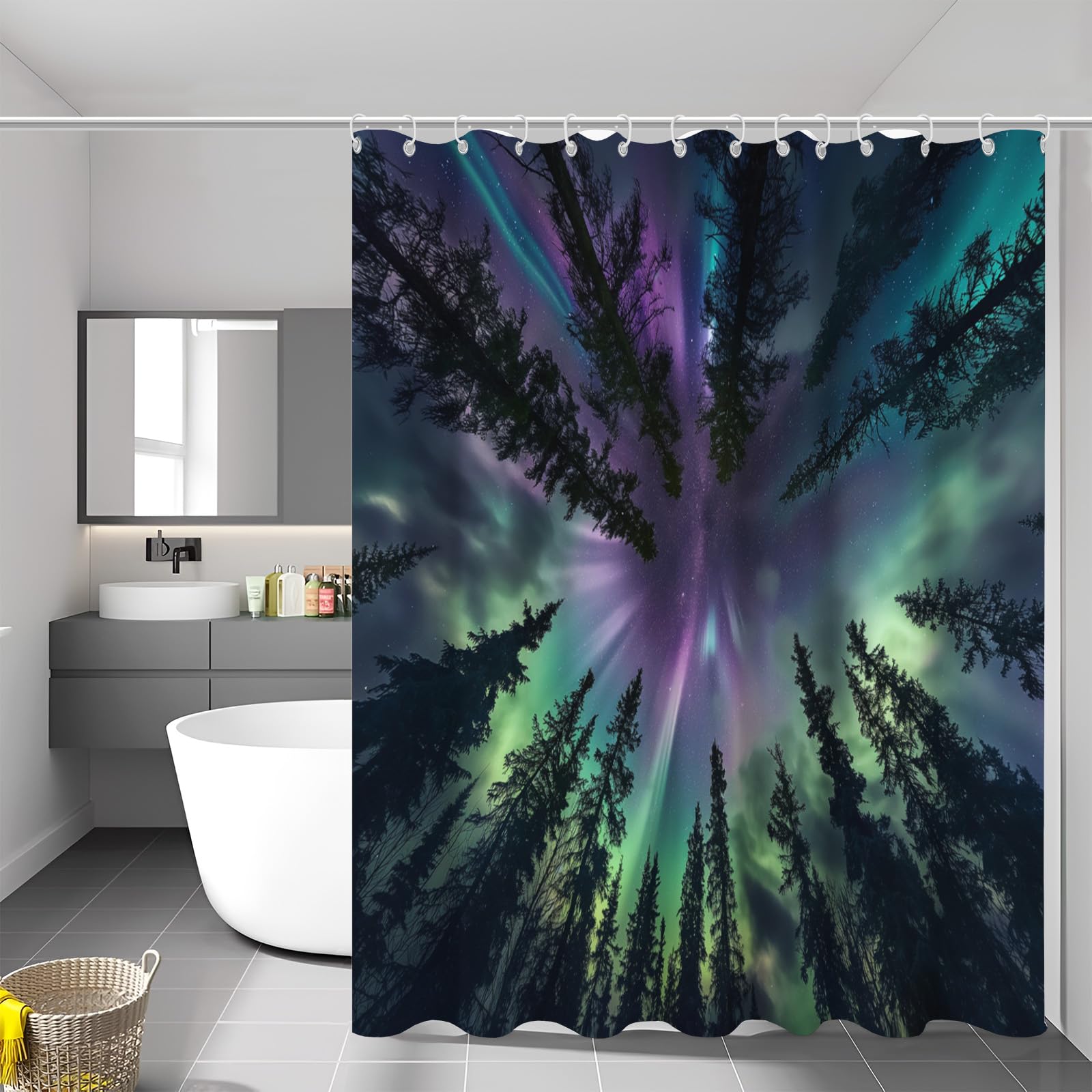 Rideau douche anti moisissure 240x200 fini les débordements de baignoire tissu lavable