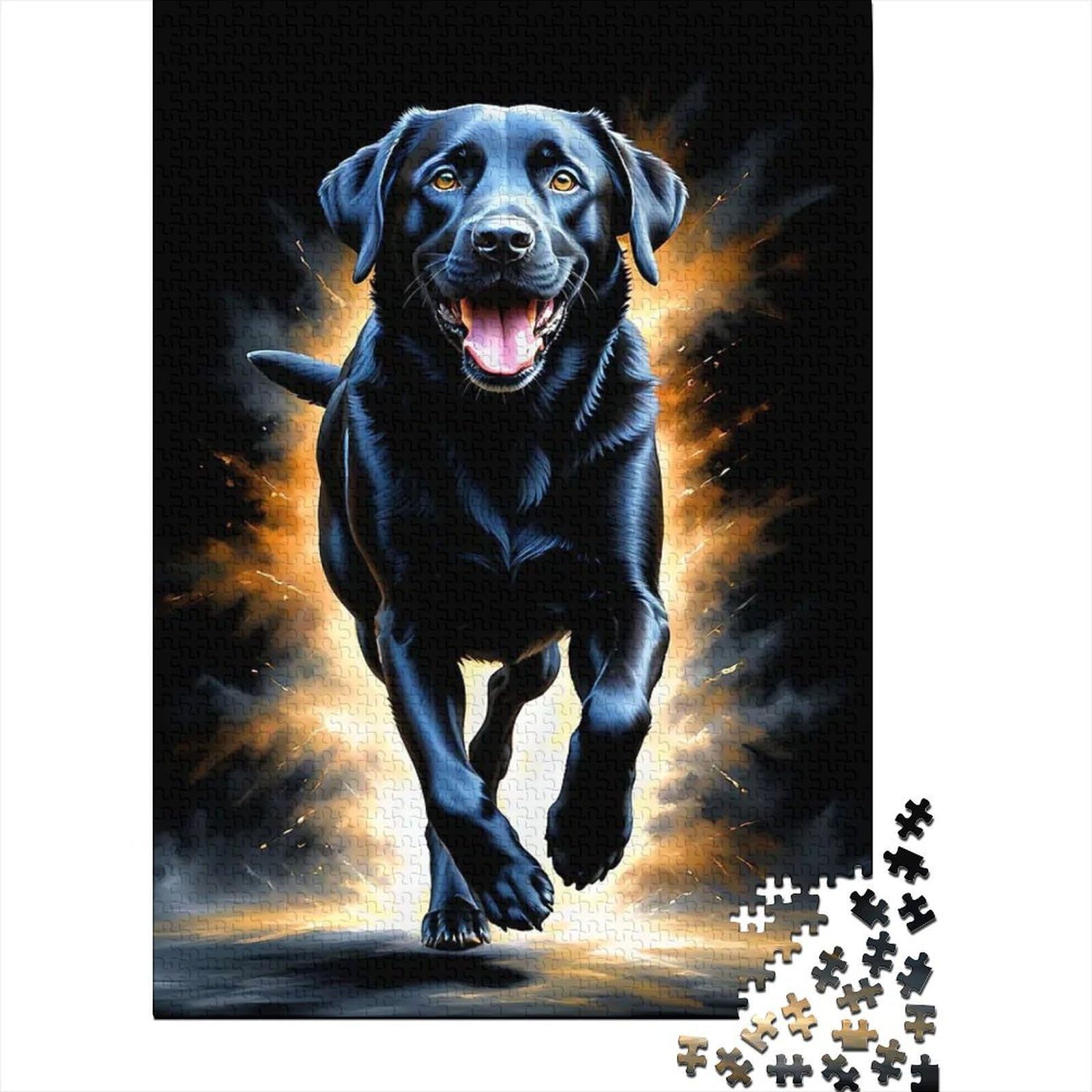 Black Labrador Jigsaw Puzzle for Adults 1000 Pieces Night Running Home Decor — image 1