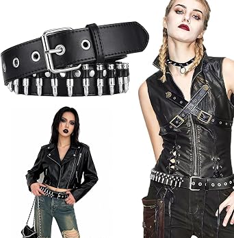 Punk Rivet Studded Belt, Studded Bullet Belt for Men & Women,Y2K Emo Gothic Punk Style Rivet Belt with Metal Studs,Black Studded Belts Alternative Fashion Accessory for Jeans, Dress & Gothic Clothing