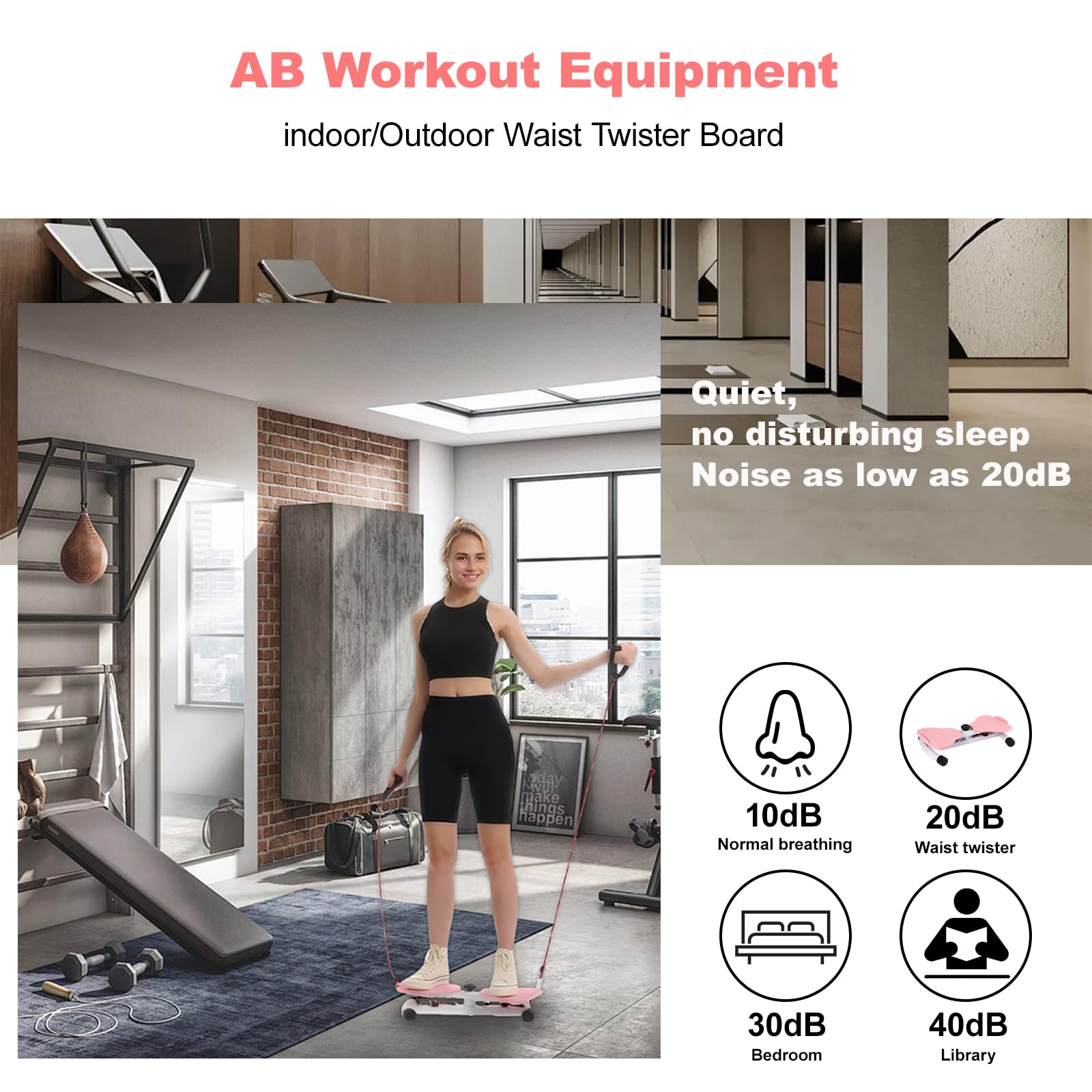 Talia Twister Board Twist Workout Machine - masaż refleksologiczny 3D, cichy 20 dB, regulowana lina napinająca, 150 kg ABS/stal węglowa, przenośna 3,5 kg, bez montażu