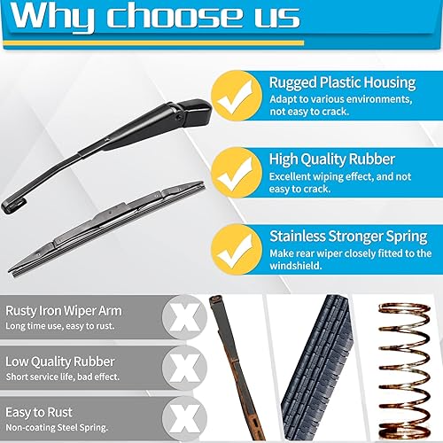 Miniatura 6 de Escobilla del brazo del limpiaparabrisas trasero, repuesto para Honda CRV 2012-2016 – Reemplazo del conjunto del limpiaparabrisas trasero ZOFFI –