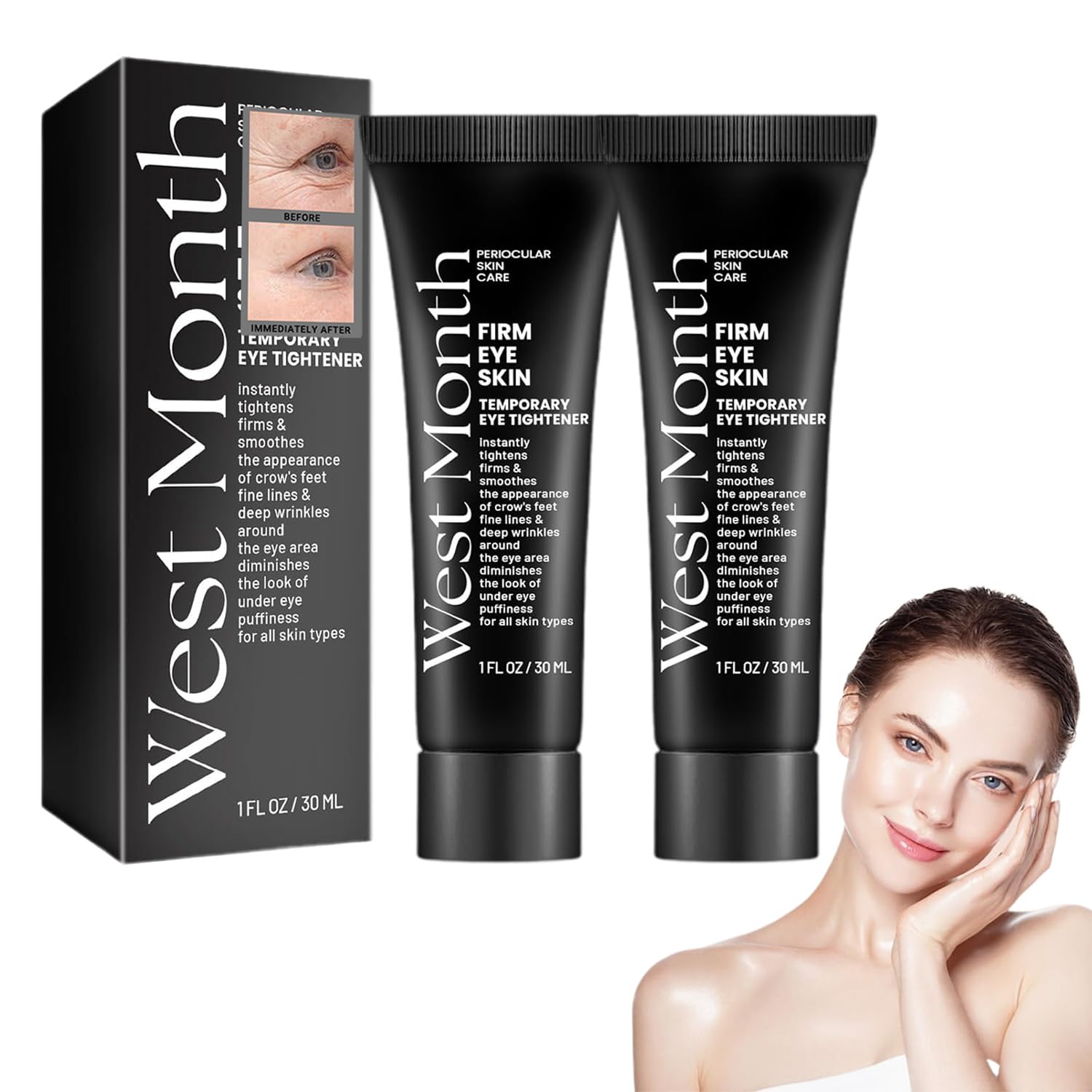 WEST MONTH Firm Eye Cream, Advanced Instant Face Lift Cream, Anti Aging Eye Cream For Dark Circles, Puffiness & Bags, Reduce Wrinkles, Fine Lines,WEST