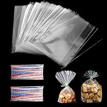 100 x Cellophane Transparent Bags, Plastic Gift Bags, Transparent Paper for Gift Wrapping, Birthday Bags, Sweet Biscuits Cakes, Candy Bags (15 x 20 cm)