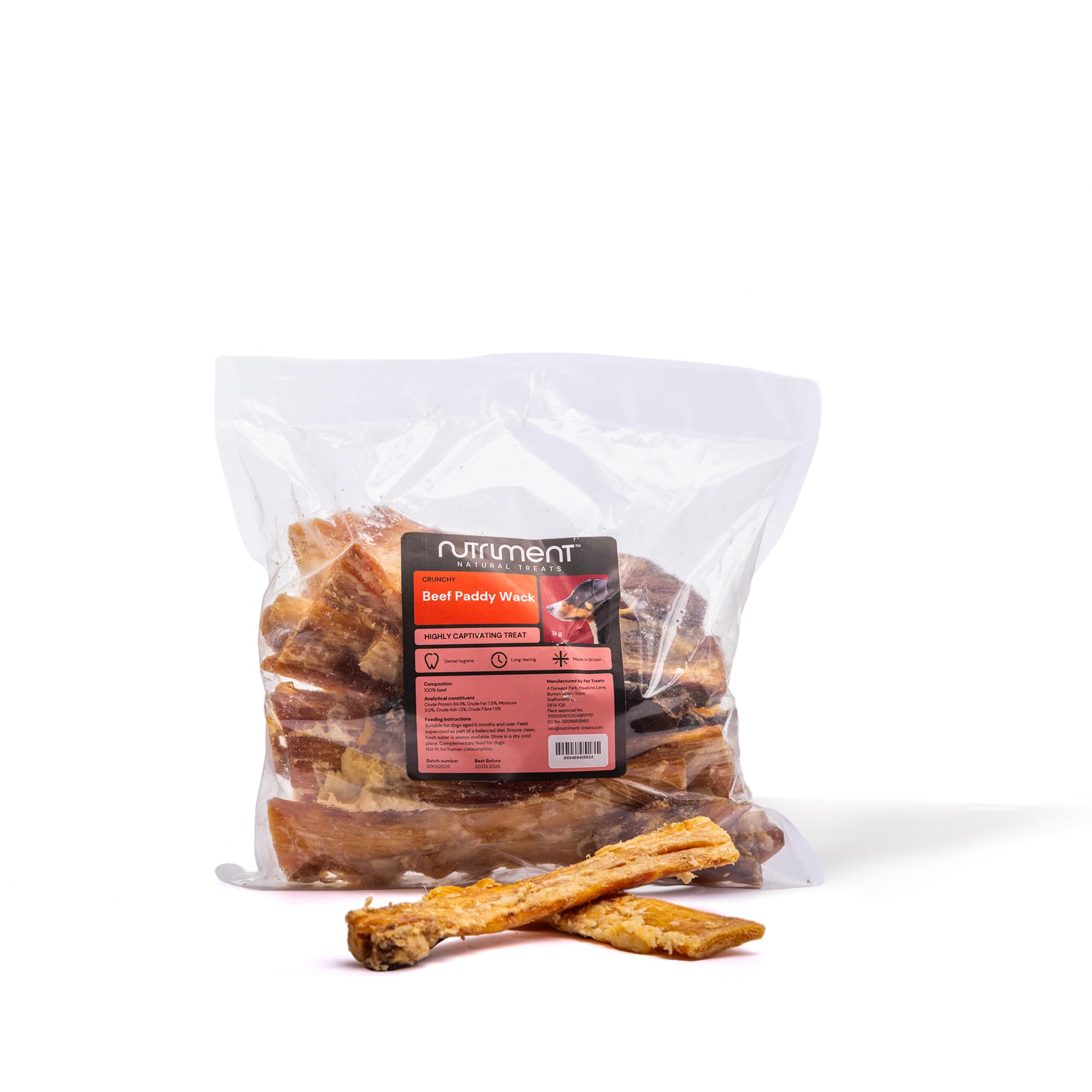 Natural Treats Beef Paddy Wack (1kg) Highly Digestible Long Lasting Crunchy Chew Snack for Dogs