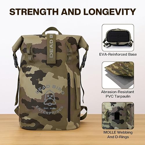 Miniatura 5 de Mochila WaterTight, patrón de camuflaje M81, diseño impermeable enrollable, M81 Camuflaje, Mediana, Táctica militar