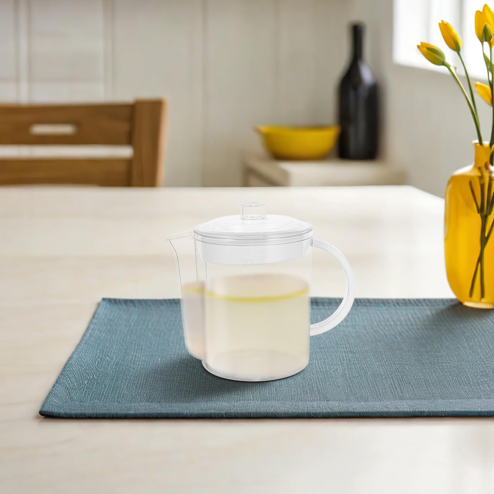 Fettabscheider Messbecher 1500 Ml mit Siebfilter Mikrowellengeeignet Weiß Küchenfettfänger für Haushalt und Restaurant