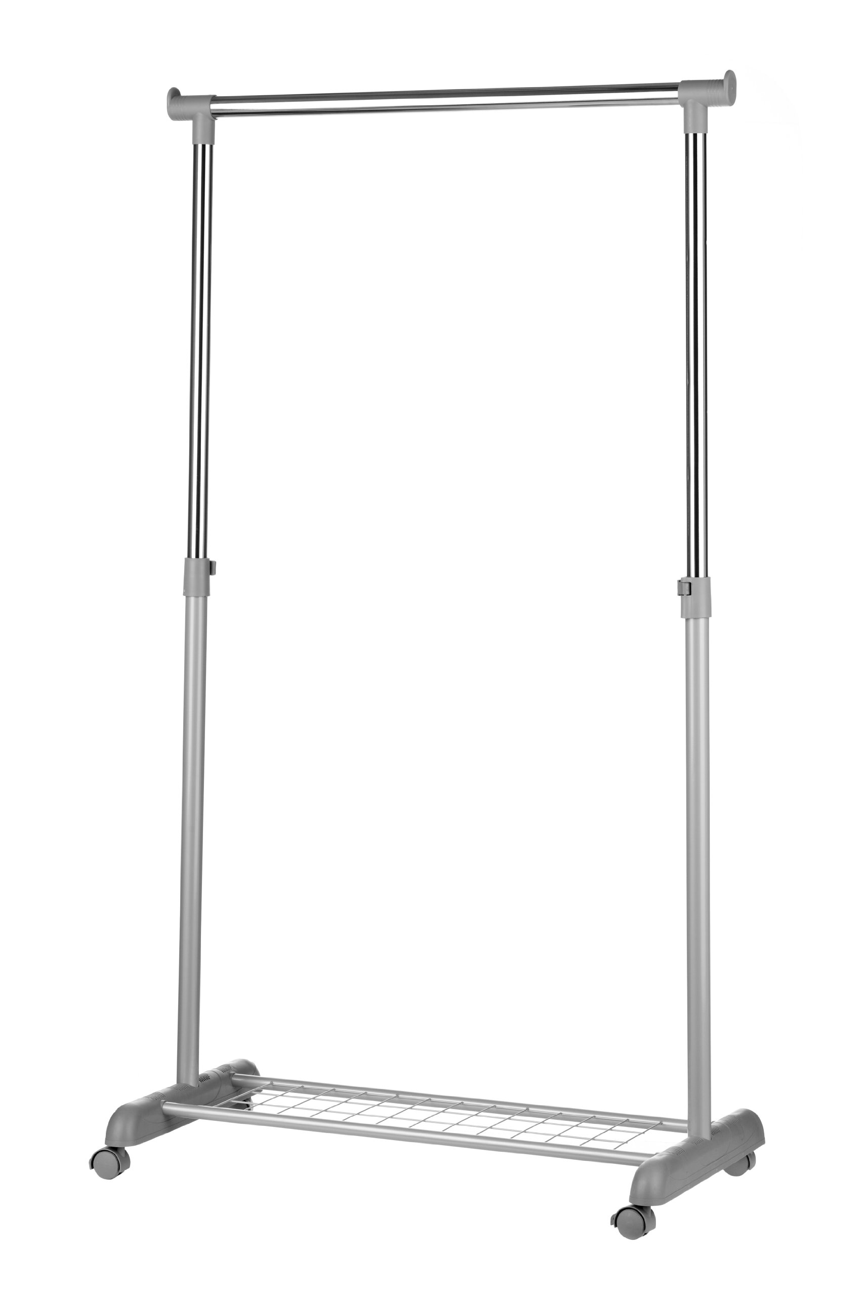 Premier Grey Housewares Hanging Rail With Shoe Rack And Wheels - Chrome