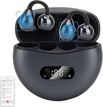 Diydeg AI Translation Earbuds Real Time, 144 Online Language Translator Earbuds, 3 in 1 Wireless Bluetooth Headphones Noise Canceling, Lightweight Earclip Headphones for Running, Black