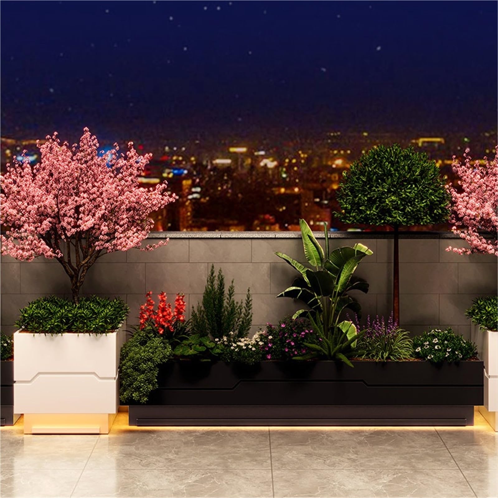 Banco de Jardinera de Parque Macetero Iluminado empalmable, contenedor de Cultivo, Canal Flores | Adecuado for balcón en el patio.(Medio)
