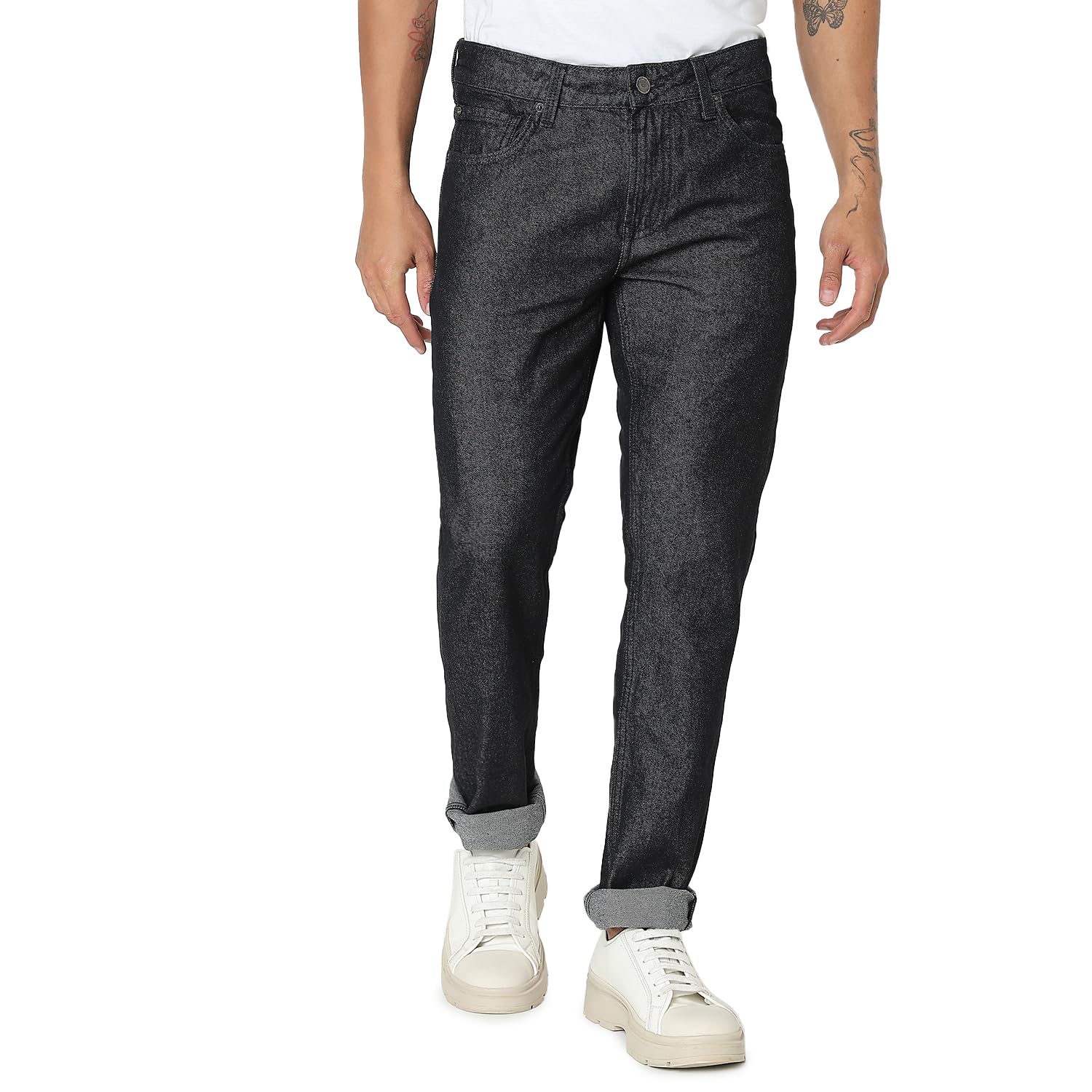 spykar Men Black Regular Fit Mid-Rise Casual Jeans-picture-20
