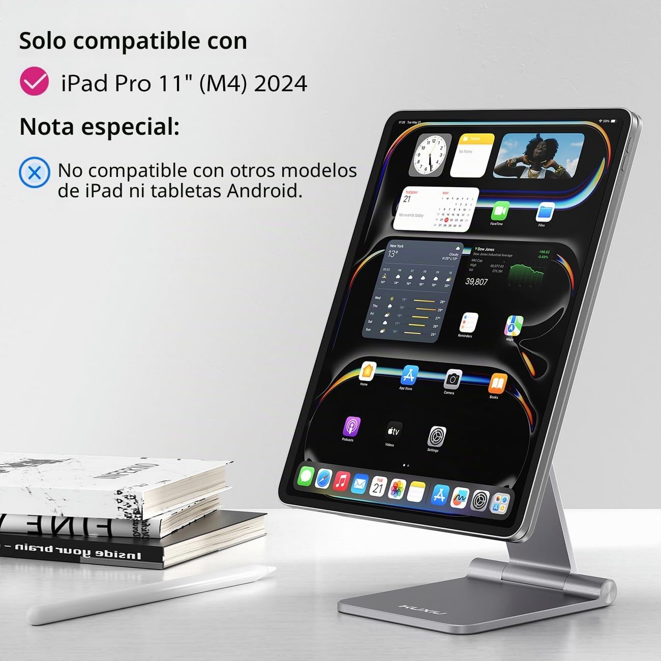 KU XIU X33 Soporte Magnético Plegable para iPad Pro 11" M4 (2024), Soporte Ajustable 360° de Aluminio para Tablet, Soporte Portátil de Escritorio para Dibujo, Trabajo, Estudio y Entretenimiento
