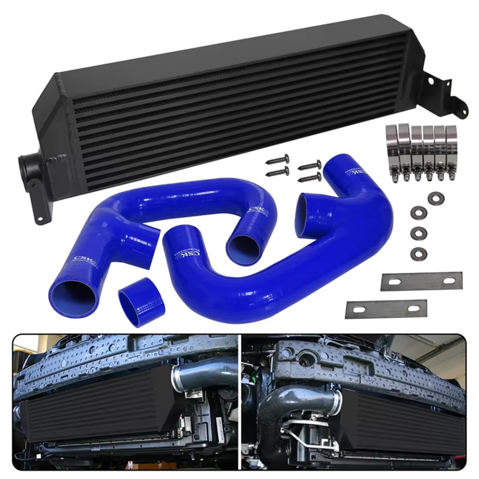 Para VW Para Golf Para GTI FWD Para Golf Para R Para 4-Motion MK7 2.0T 2015-2021 Intercooler Doble Delantero Con Kit Manguera Núcleo de intercooler para turbo
