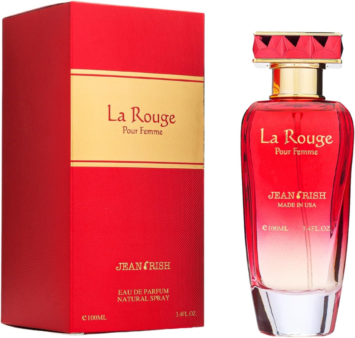 Jean Rish La Rouge Perfume for Women Eau De Parfum, Long-Lasting Luxury Fragrance, Made In USA - Bergamot, Jasmine, Cedar, Vanilla, Sandalwood Scent - 100ml / 3.4 oz