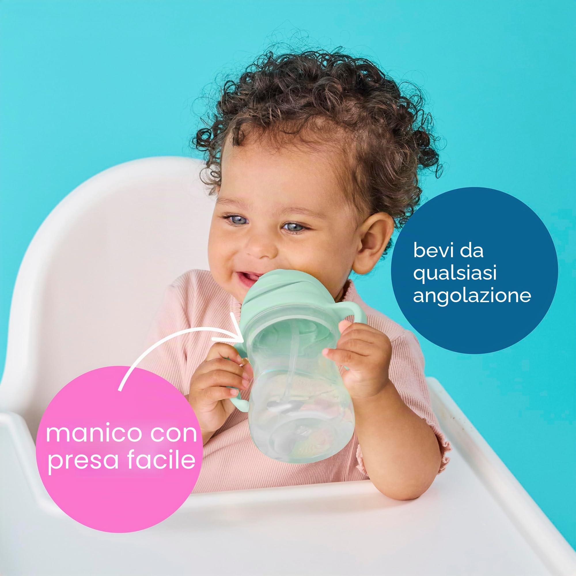 b.box Tazza con Cannuccia Antigoccia 240 ml 6+ Mesi Senza BPA Lavabile in Lavastoviglie