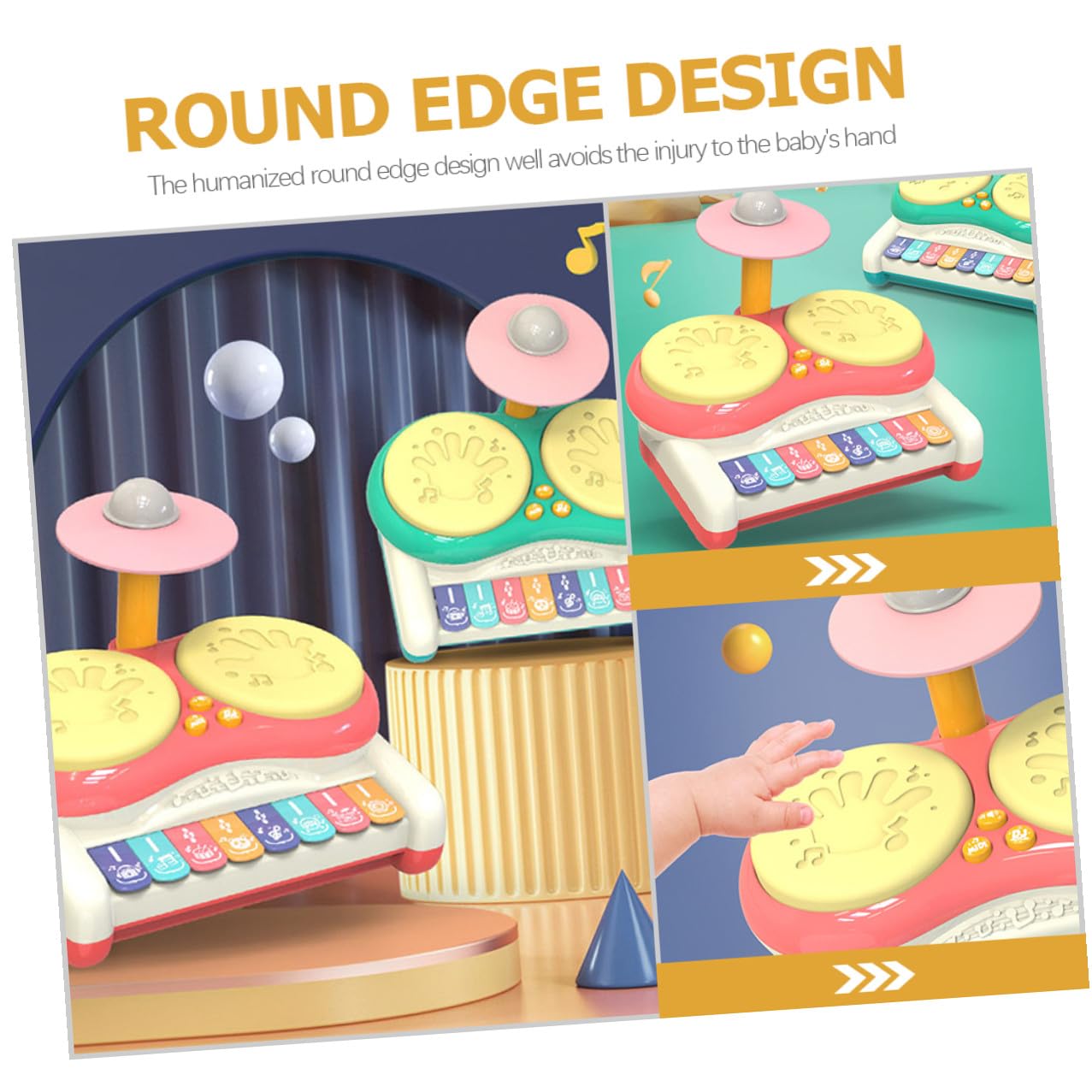 Gatuida Juguete Musical para Multifu Ncional Batería de Percusión Rosa sin Pilas, Instrumento Educativo Sensorial para Bebés y Principiantes, Mejora Coordinación Ojo-Mano y Destreza