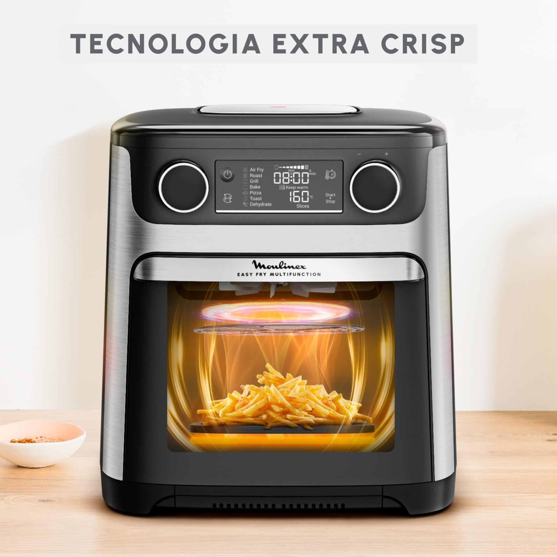 Moulinex Easy Fry Multifunction, Friggitrice ad Aria Versatile 15L/1.5kg per 6 Persone, 1800W, Tecnologia Extra-Crisp, 10 Programmi di Cottura, Esperienza Personalizzata con My Moulinex, AL556D