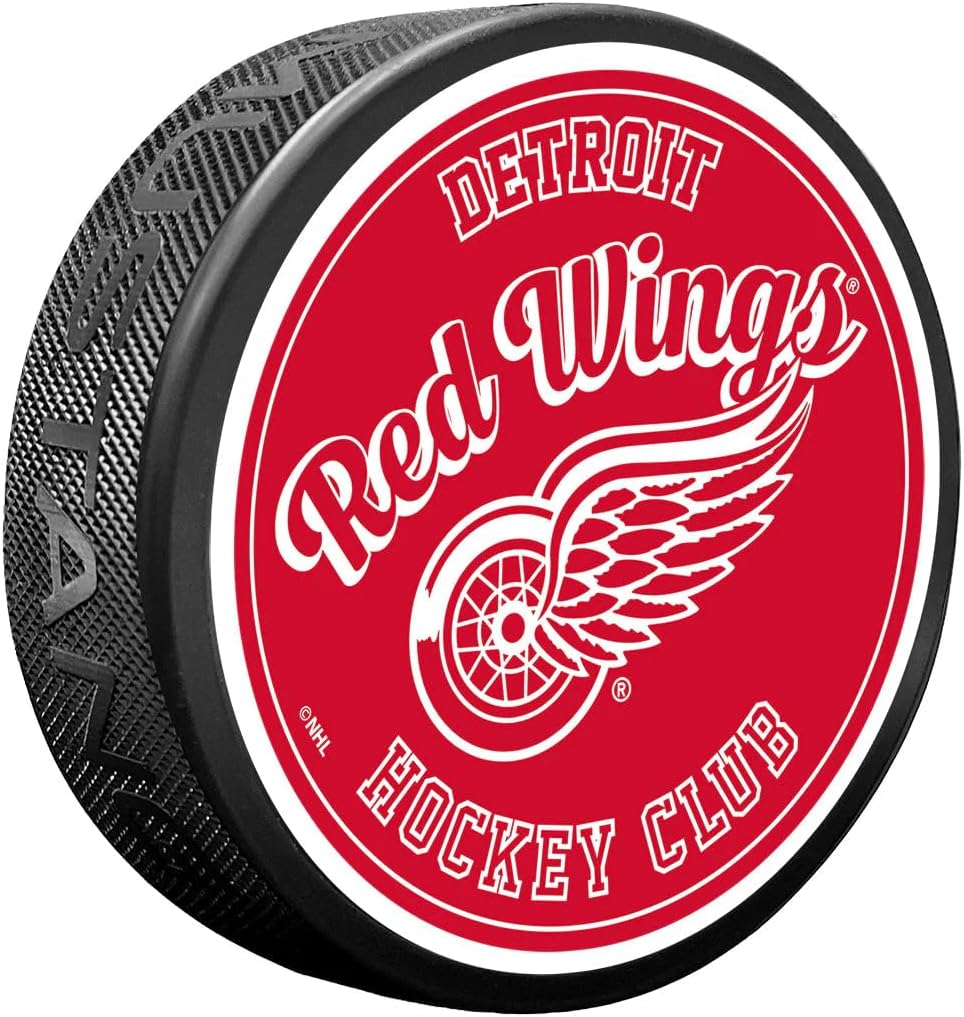 Sports Decor Detroit Red Wings Puck | Retro Script