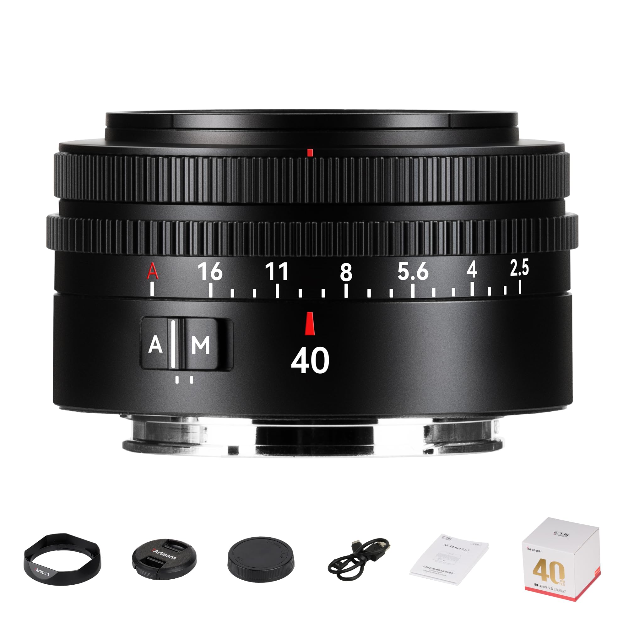 Obiettivo Full Frame 7artisans AutoFocus 40 mm F2.5 con supporto modalità automatica/manuale per Sony FX A1, A9, A7M, A7R, A7S, A7C, ZVE Series FX3, A9II, A7M2, A7S2