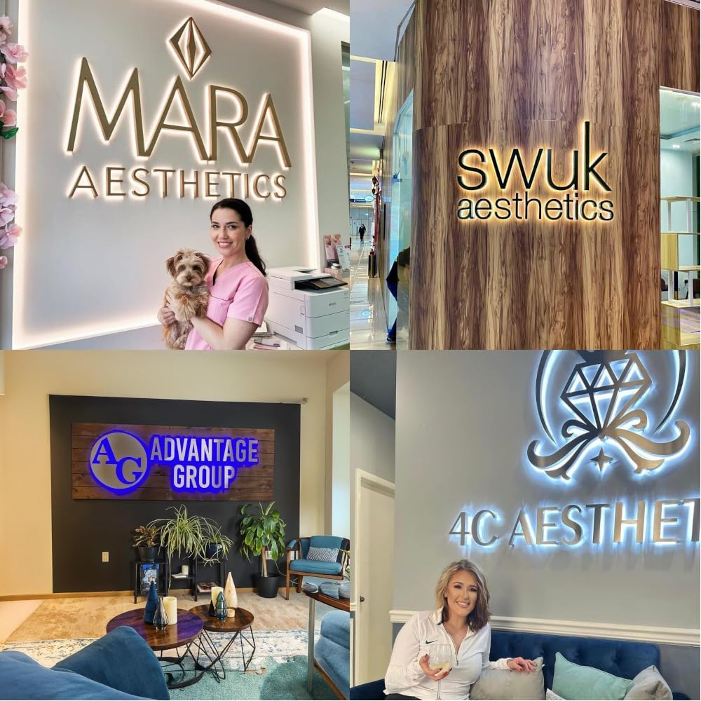 Custom Business Logo Sign Backlit/Frontlit Channel Letters, Personalized 3D Metal Letters Led Indoor/Outdoor Retail Store Signage Stainless Steel Branding Signs for Business
