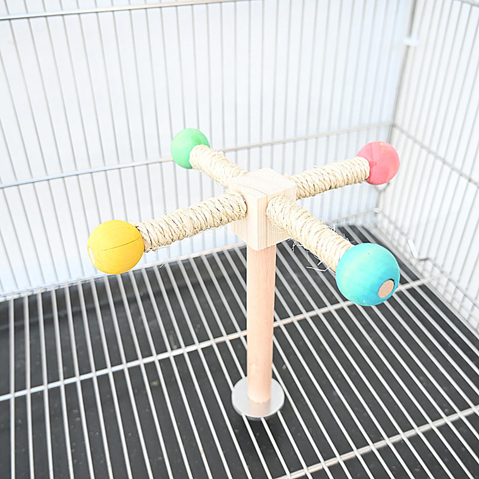 Giocattoli per Uccelli di Legno Parco Giochi per Pappagalli giostra Accessori Gabbie per Uccelli Posatoi Colorato (m)
