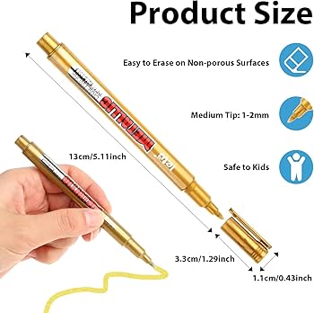 Amazon | Jeffdad アップグレードメタリックマーカーペン 6本 ゴールド