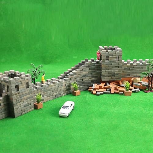 Miniatura 6 de Cayway 400 mini ladrillos de pared rojos, mini ladrillos pequeños con raspador para paisajismo, figura de ladrillos en miniatura, ladrillos falsos