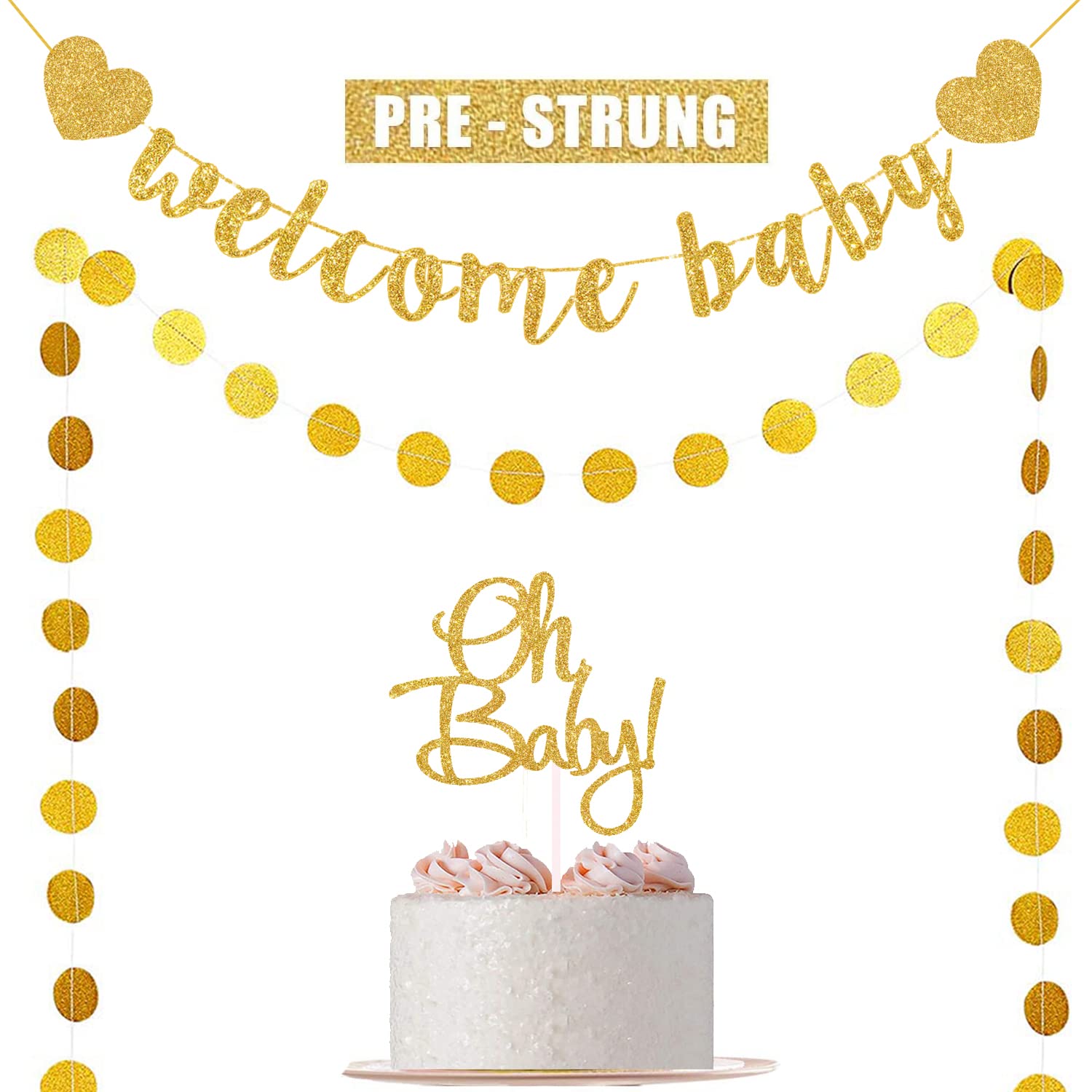 Buy Baby Shower Decorations Gold Baby Banner PreStrung & Oh