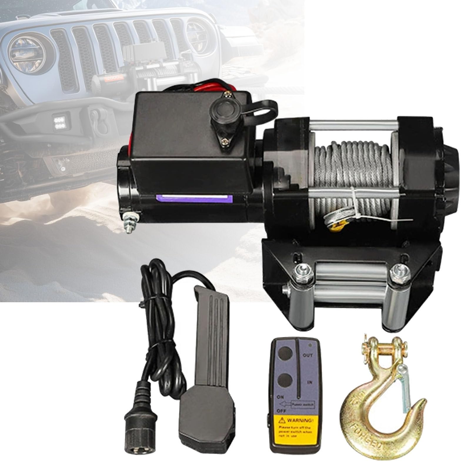 Wciągarka elektryczna, wciągarka samochodowa 12 V / 24 V DC 24V-4500lbs