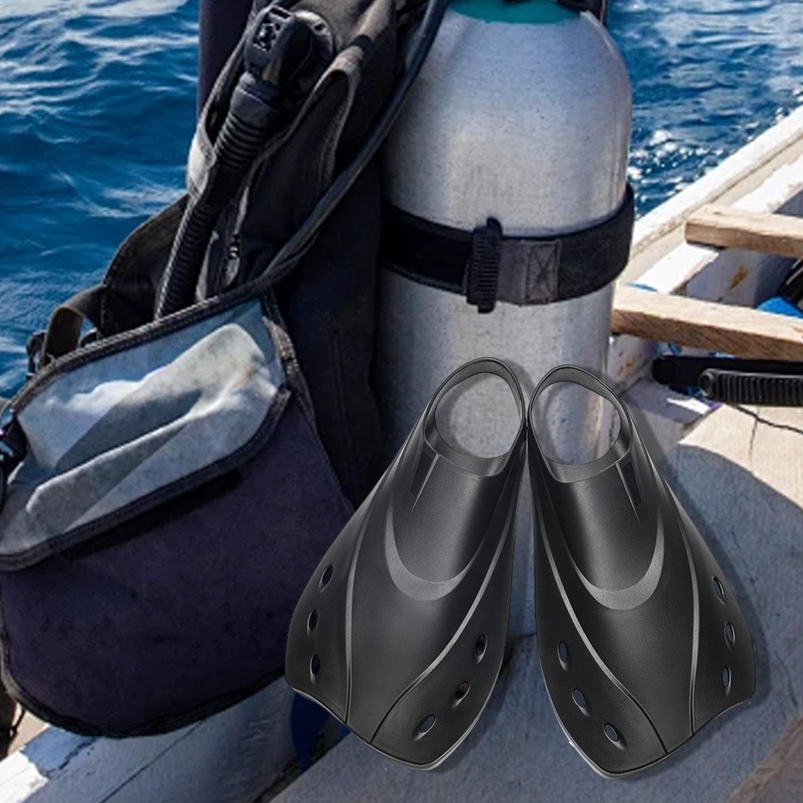 Pinne da nuoto compatte, pinne corte da immersione, pinne ergonomiche, pinne da allenamento corte, pinne da nuoto compatte, allenamento di nuoto breve, comode pinne da immersione, pinne da nuoto