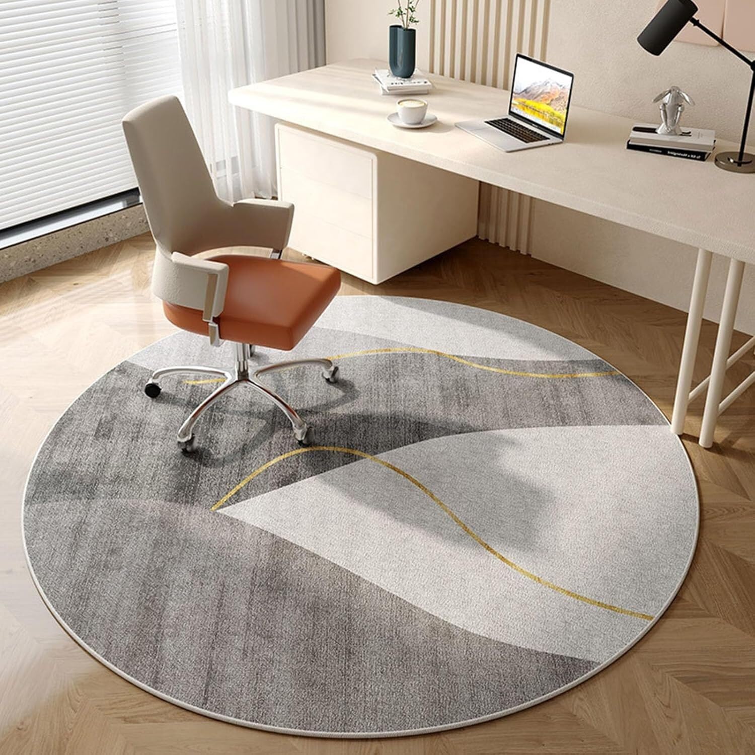 Okrągłe maty na krzesła biurowe do dywanów i podłóg z twardego drewna, krzesła komputerowe i krzesła do gier(Stripes,120cm)