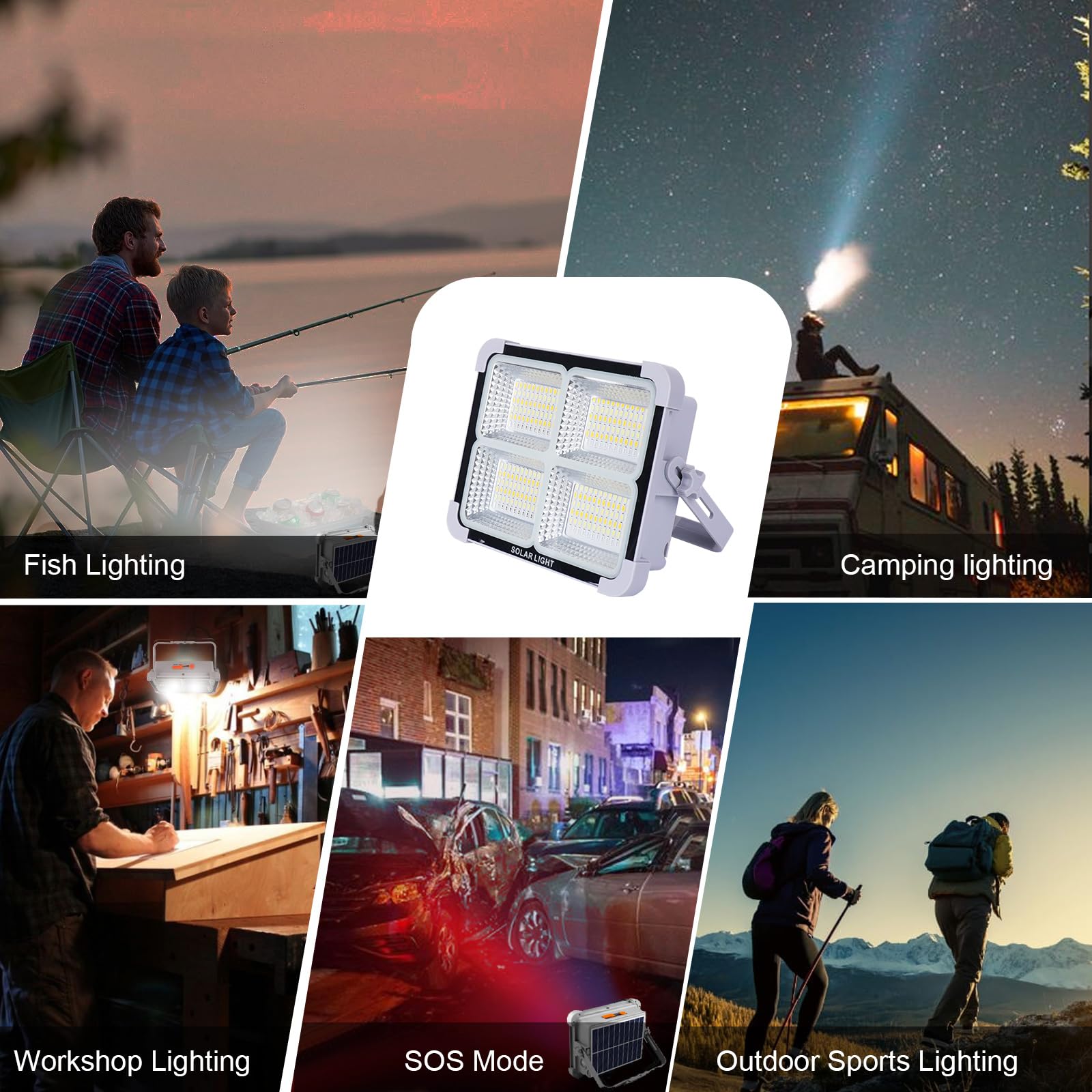 150W Solarna Lampa Robocza Reflektor LED,Fosingut Przenośna USB ładowalna Słoneczna Światło,Magnetyczny/5 Tryby/288LED/11000mAh IP66 Wodoodporne Reflektor Budowlany LED do Kempingu,Wędkowania,Awaryjne