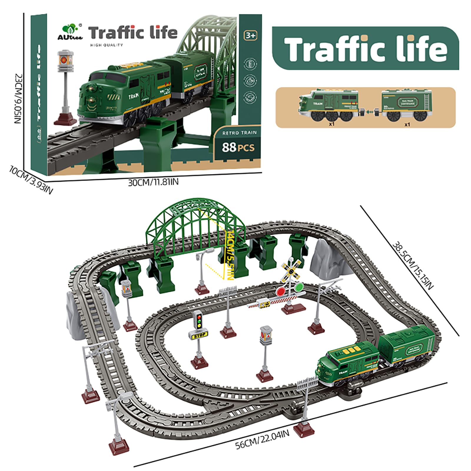 Juego de juguetes de tren para niños, locomotora magnética clásica vintage con pistas, juego de tren eléctrico a batería para niños y niñas de 3 a 8 años, regalo ideal de Navidad 6
