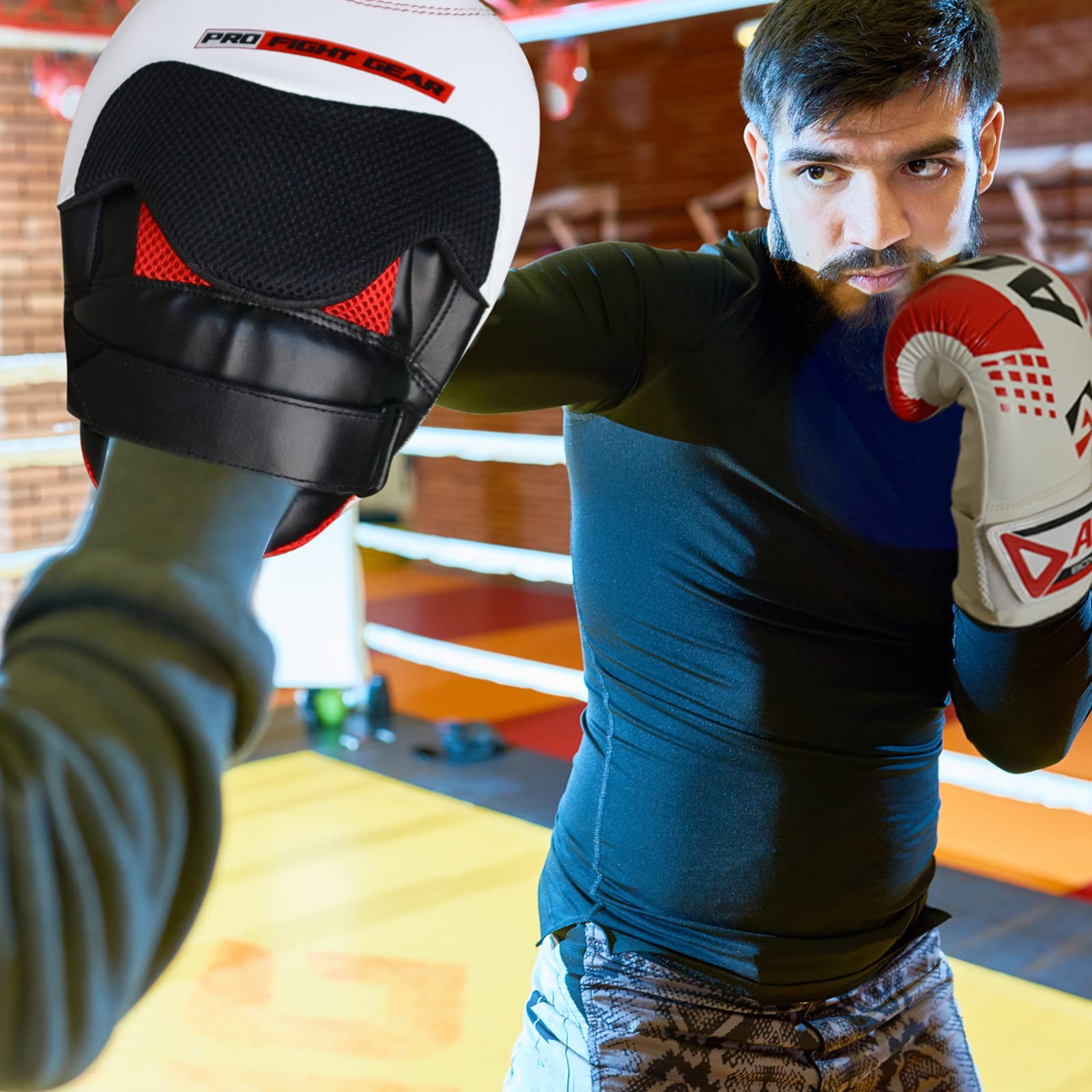 AQF Pattes d'ours Boxe Coussinets et Mitaines de Frappes en Cuir Rex, Boxe Gant de Boxe, Cible Kick Boxing Pads, Mitaines Entraînement de MMA, Muay Thai, Combat & Taekwondo
