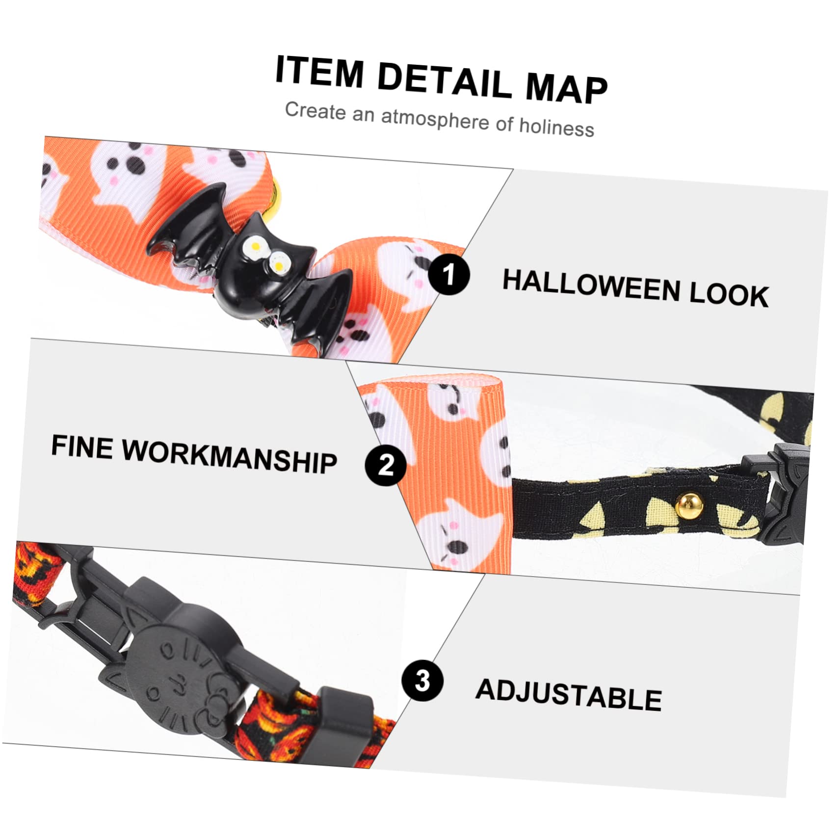 INOOMP 10stücke Halloween Katzenhalsbänder Mit Verstellbarem Design Und Schleife Für Kätzchen Und Haustiere Festtagsaccessoires Mit Kürbis Und Fledermaus Motiven