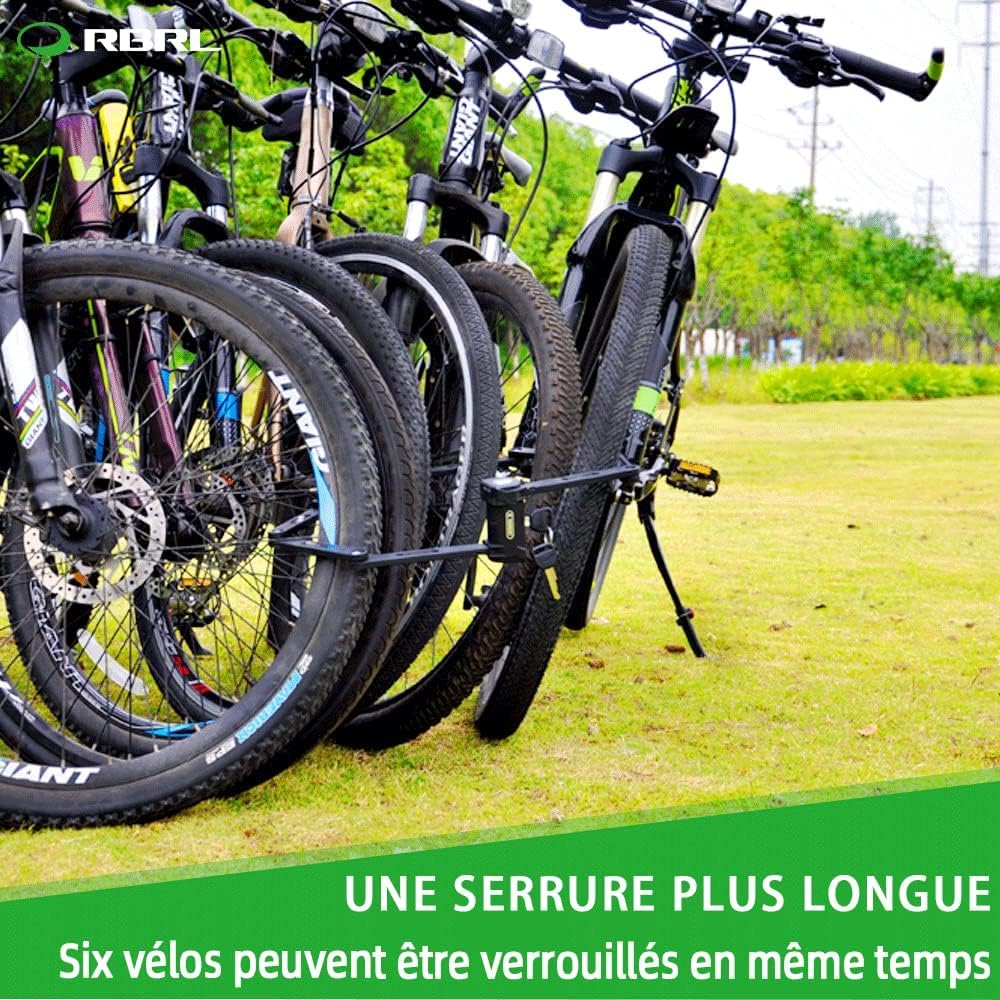 RBRL Antivol Velo Antivol Velo Pliable,Haut Niveau de Sécurité, 110cm, Avec Support et 4 Clés,Antivol de Vélo pour VTT, Bicyclette, Scooters, etc
