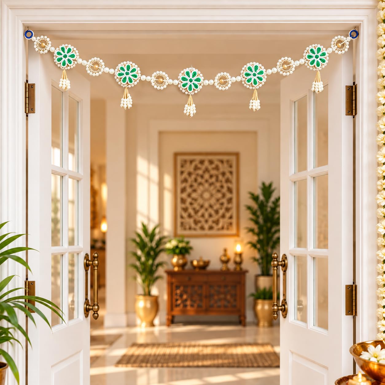 Gold Lotus Toran - Traditional Indian Door Decor -6