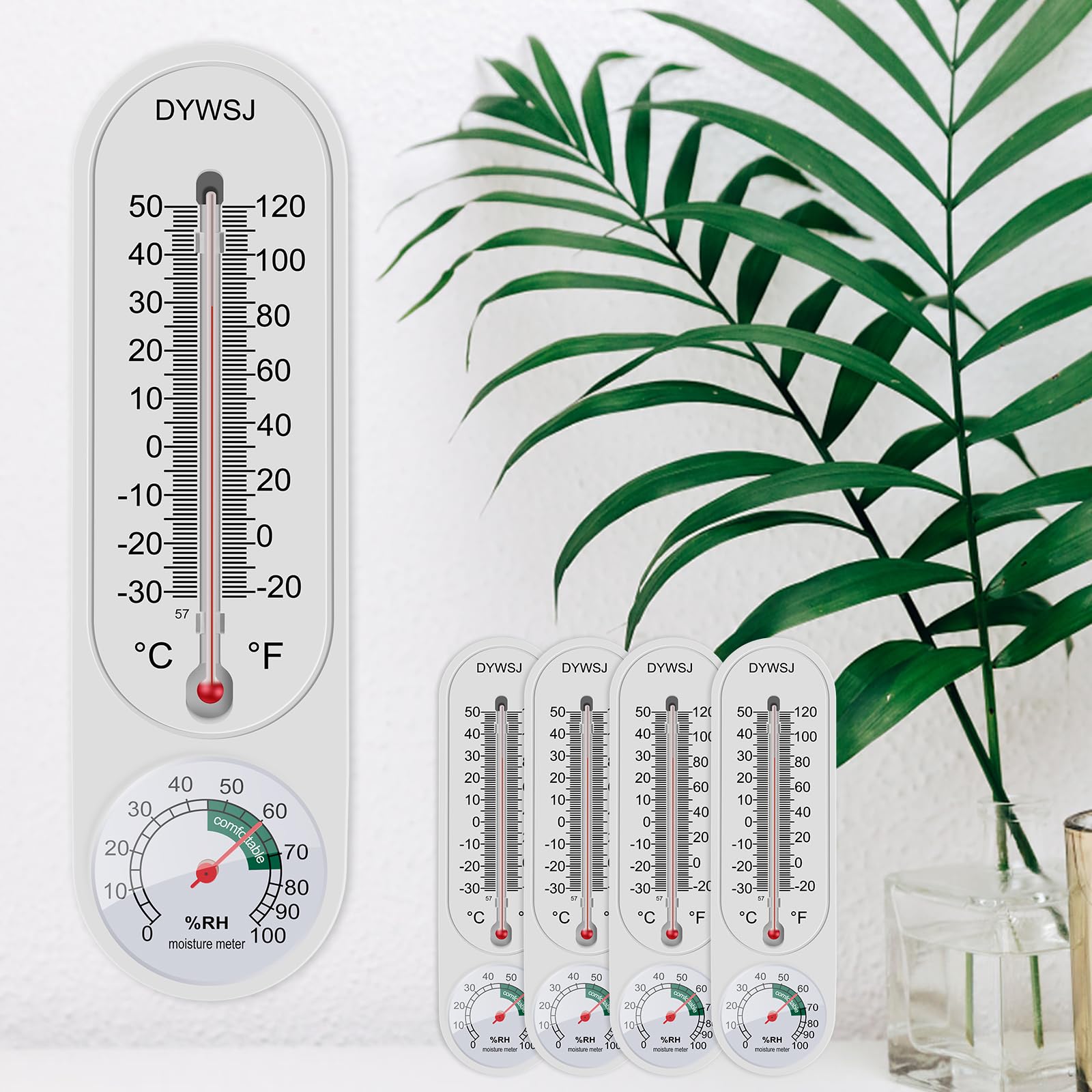 5 Pcs Indoor Outdoor Thermometer Wall Humidity Meter Vertical and Hygrometer Wireless Temperature Gauge with Fahrenheit/Celsius for Patio Garden Celsius/Fahrenheit Mechanical Home Cellar Greenhouse