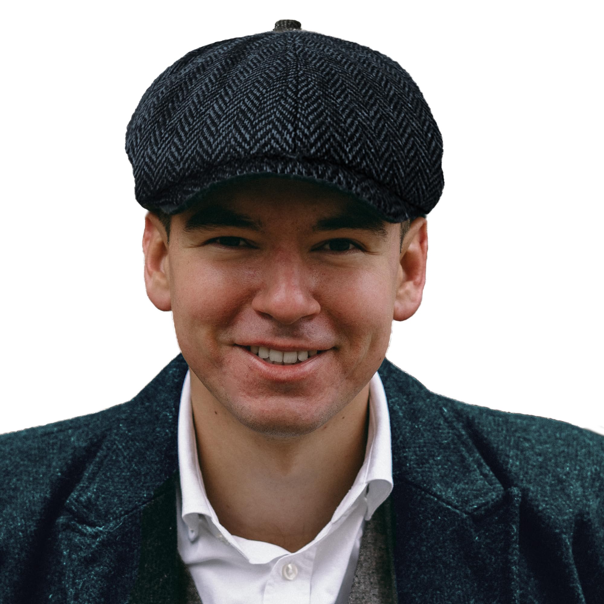 Unisex Mens, Ladies 8 Panel Herringbone Tweed Wool Blend Baker Boy Newsboy Flat Gatsby Hat Cap