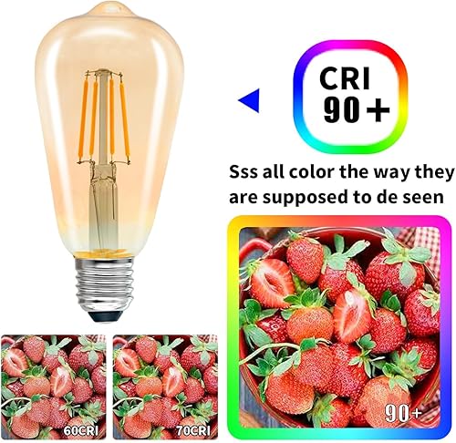 Miniatura 6 de Bombillas LED Edison vintage de 6 W, equivalente a 60 W, blanco cálido 2700 K, ST64, bombillas de filamento LED antiguas regulables con 90+ CRI, 600
