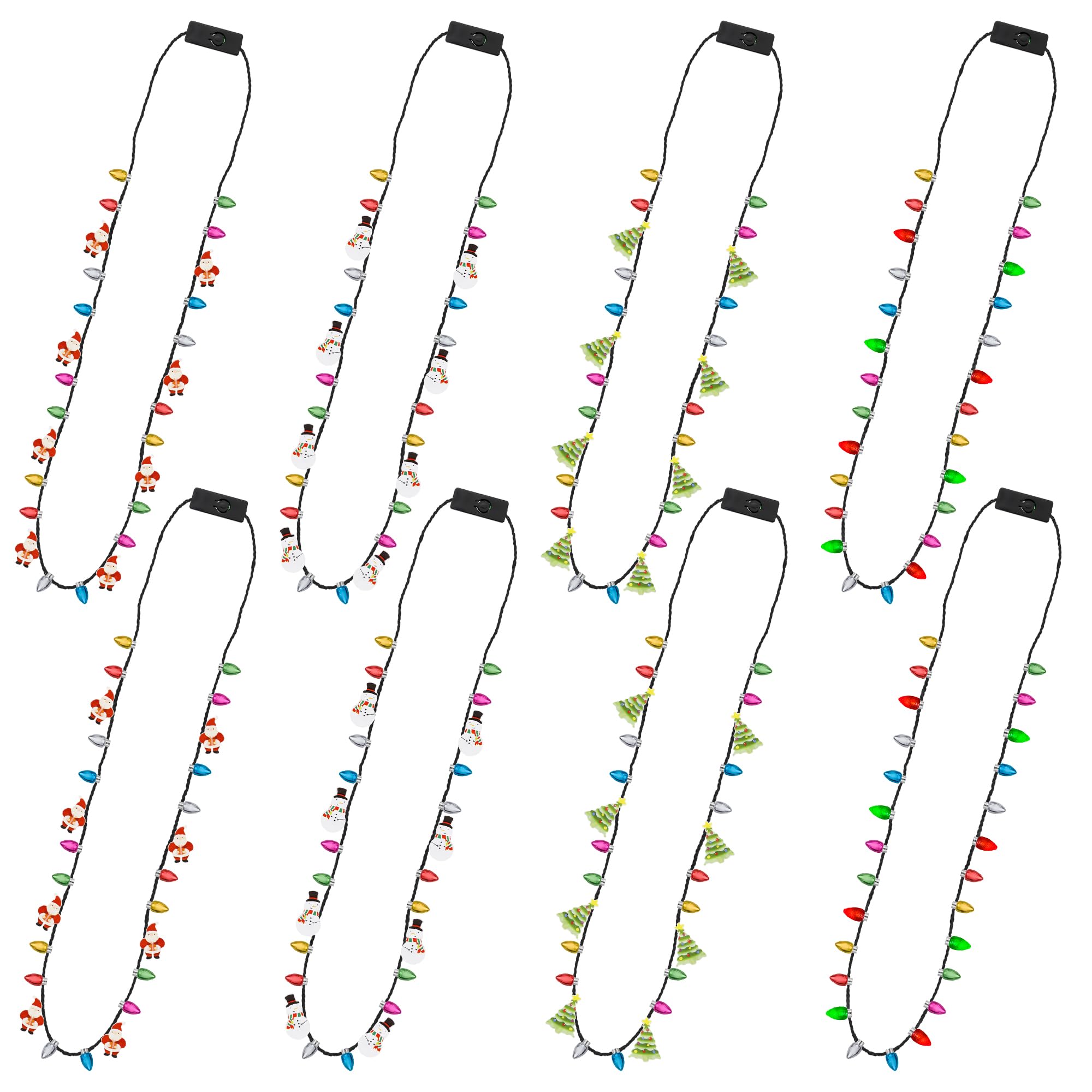 Christmas Light Necklace 8pcs Light Up Christmas Necklaces Party