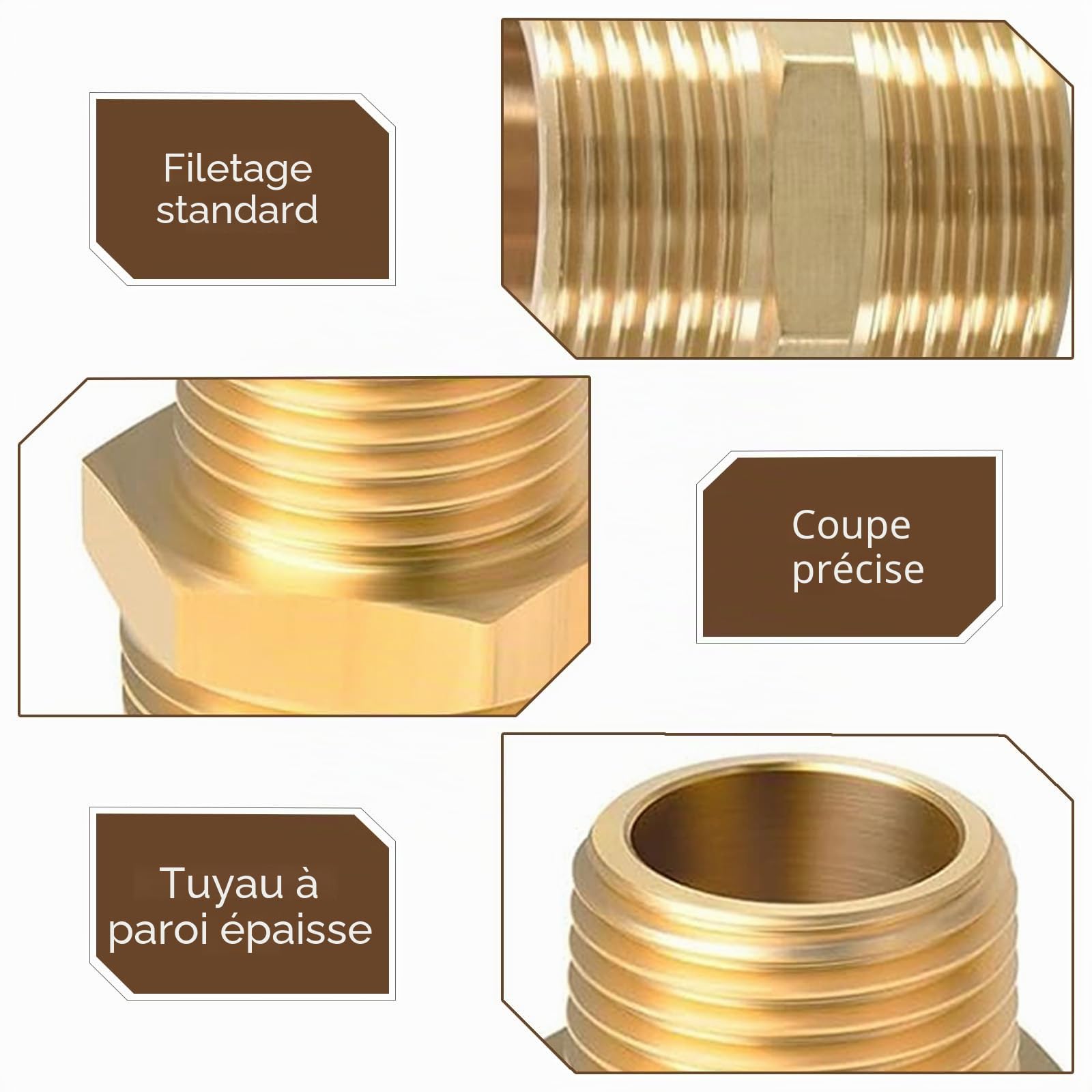 2 Pièces Raccords Réducteurs en Laiton 1/2" Mâle à 3/4" Mâle, Mamelon 1/2 Male 3/4 Male, Connecteurs pour Tuyaux, Raccords de Plomberie Durables et Température Résistants (20 x 25 mm)