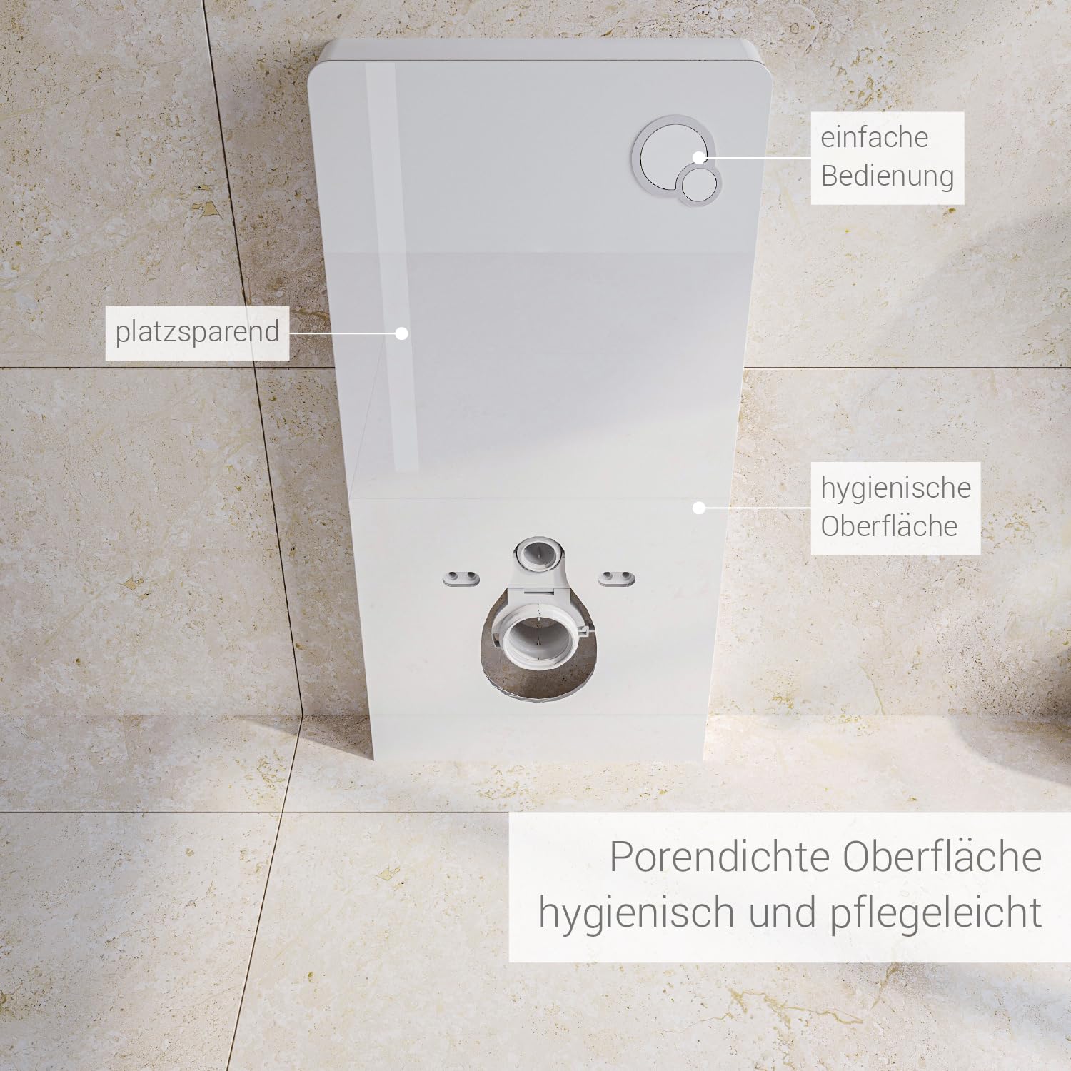 Bernstein Sanitärmodul 805 Aufsatz-Spülkasten, Vorwandelement aus ESG-Sicherheitsglas, Aufputz-Vorwandelement mit 2-Mengen Spülung, Schwitzwasserisolierter Spülkasten (Weiß)