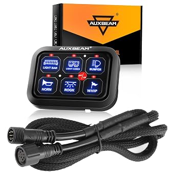 Auxbeam 6 Gang Switch Panel BC60 + 3.94ft 8Pin Auxbeam Switch Panel Wiring Harness Extension