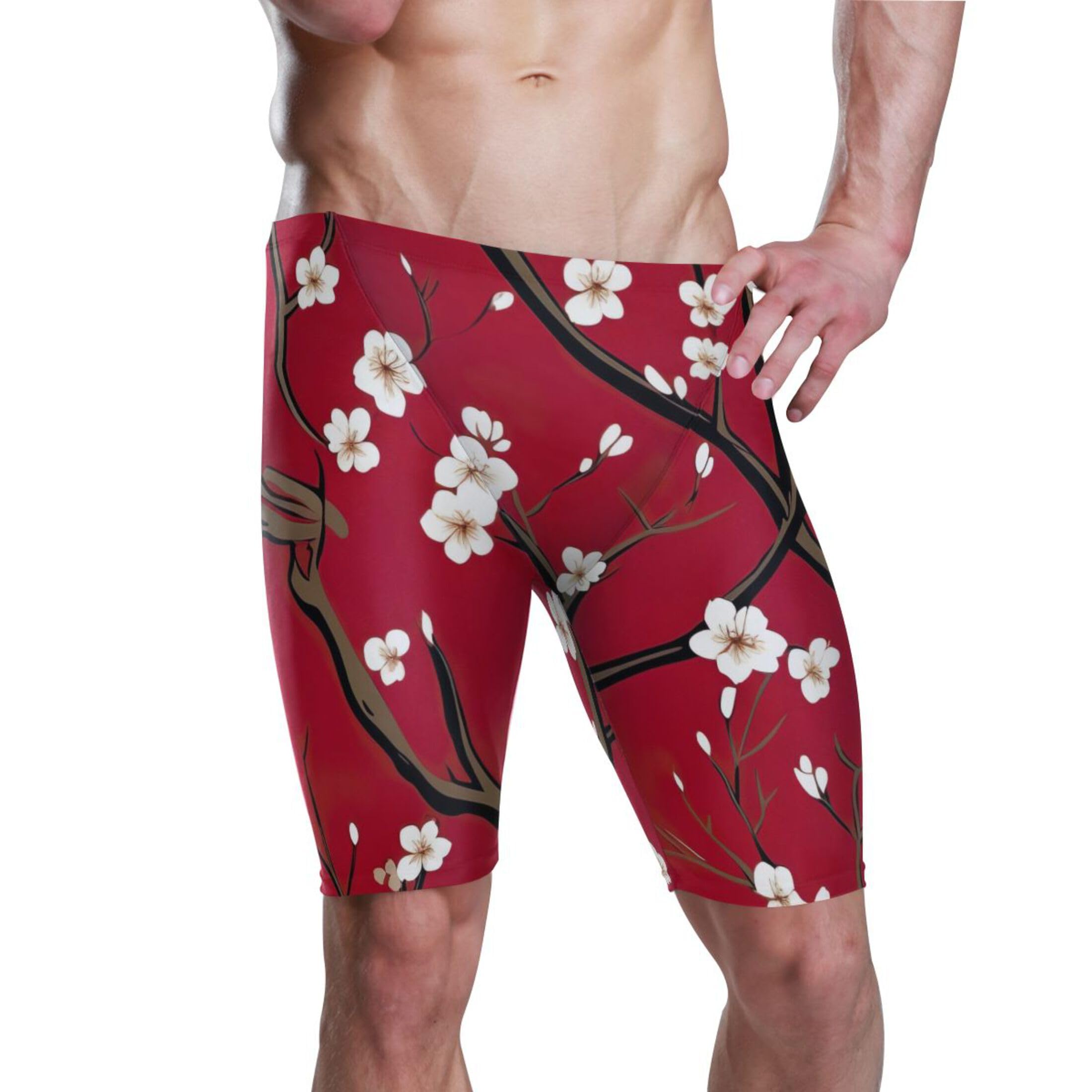 Plum Blossom Flowers Mens Swim Jammers Swimsuit XL B0402169